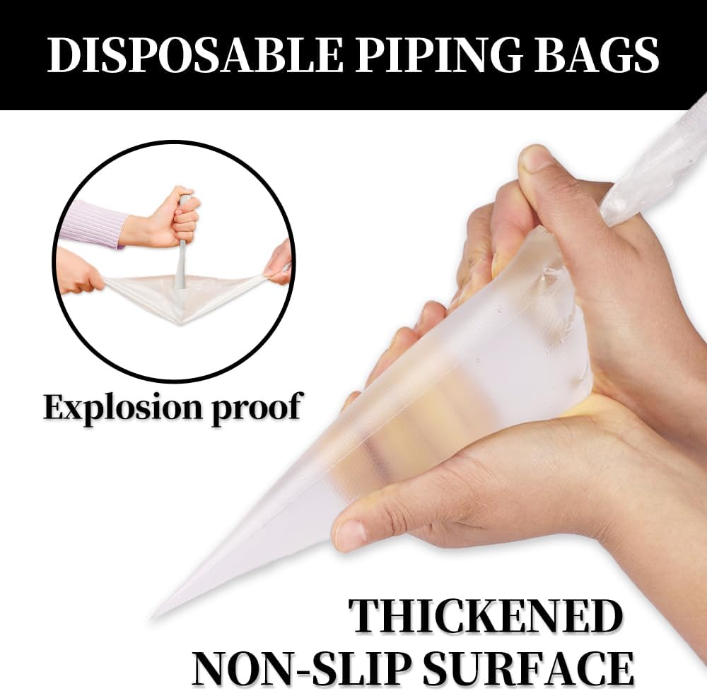 24 Inch Disposable Large Piping Bags,100 PACK Extra Large Thick Pastry Bags with 6 Bag Ties, Thickened Icing Bags,Cake Decorating Bags,Frosting Bags for Cake Decorating Cream Frosting
