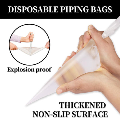 24 Inch Disposable Large Piping Bags,100 PACK Extra Large Thick Pastry Bags with 6 Bag Ties, Thickened Icing Bags,Cake Decorating Bags,Frosting Bags for Cake Decorating Cream Frosting