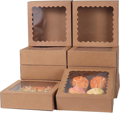 24 pcs12x12x3 Inch Bakery Boxes with Window, White 12 inch Cake Pastry large Pie Cookie Box for Dessert,strawberry,Chocolates Boxes