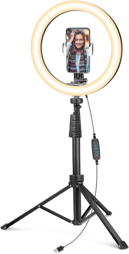UBeesize 12'' LED Ring Light with 62'' Tripod Stand, Selfie Ring Light for Video Recording, Live Streaming, TikTok & YouTube, Compatible with iPhone & Android (Black)