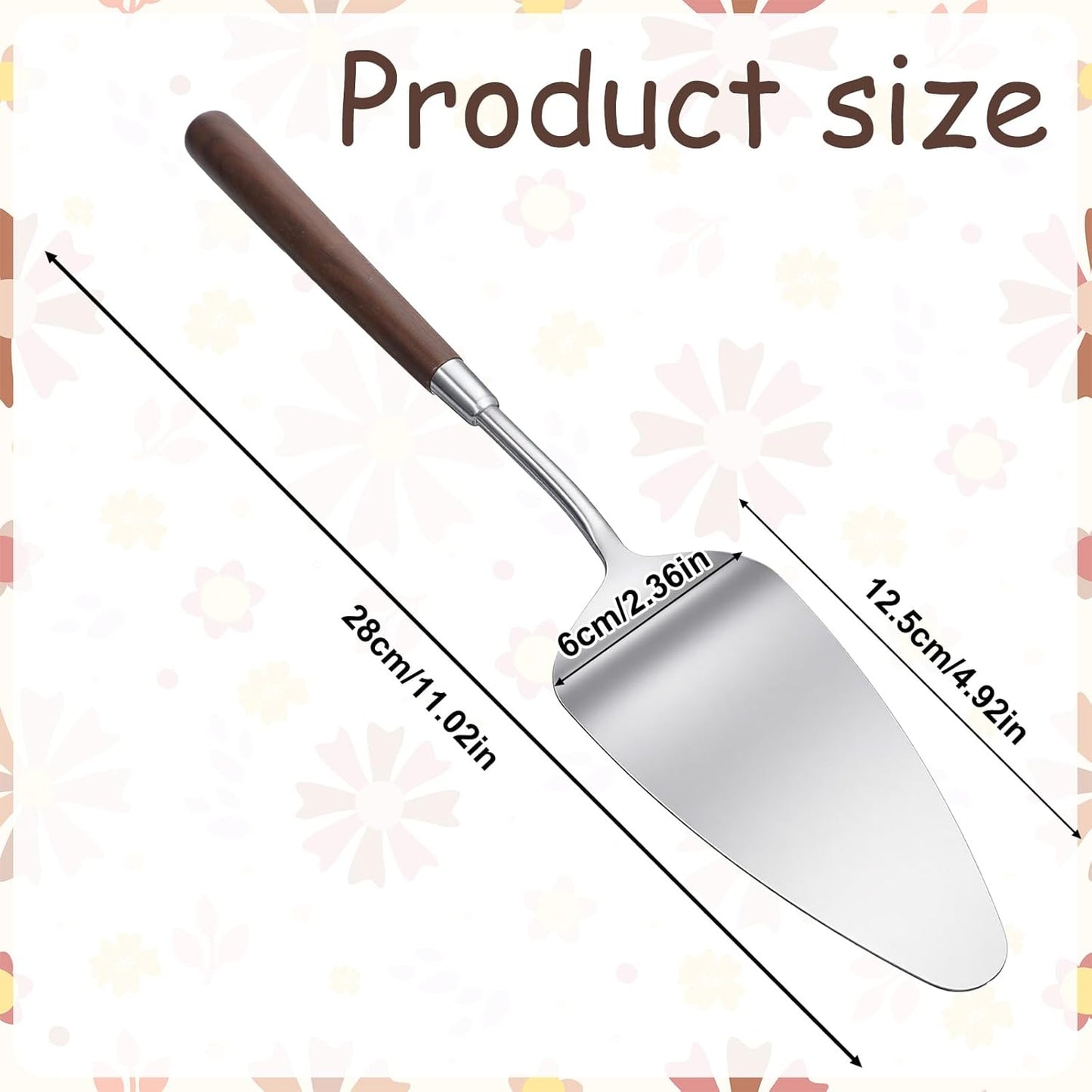 Cake Cutting Set for Wedding Wedding Cake Knife and Server Set Stainless Steel Wood Cakes Serving Sets Cakes Decoration Tools for Birthday Bridal Anniversary Christmas Gift Silver