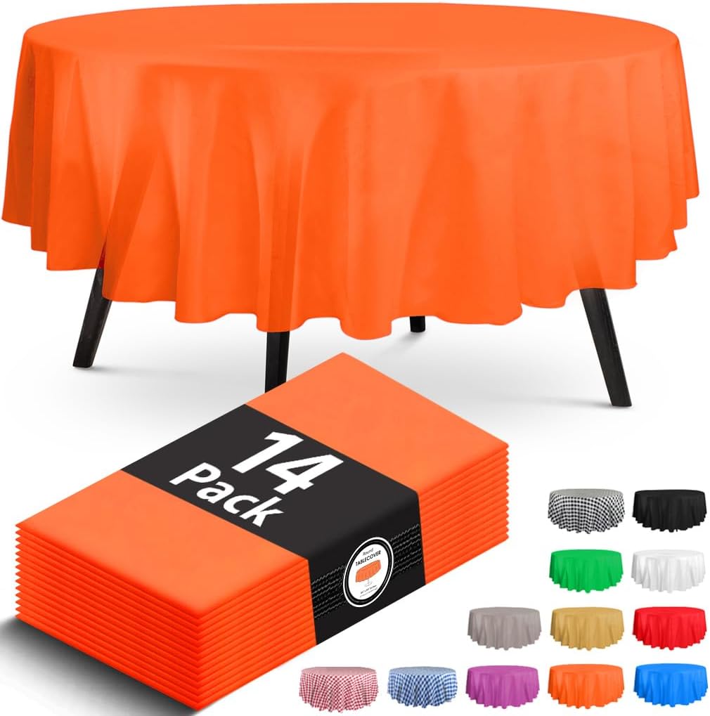 14 Pack Black 54 x 108 in. Rectangle Disposable Plastic Tablecloths - Smooth Decorative Covers for Parties, Weddings