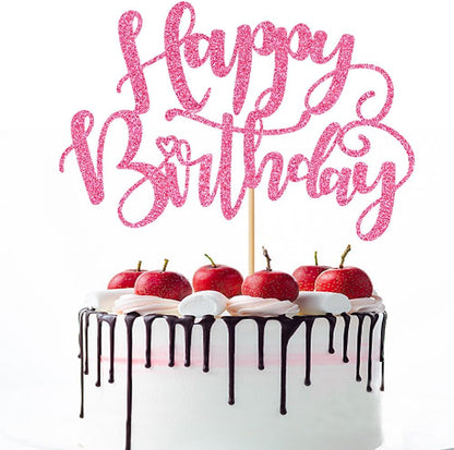 Handmade Glitter Happy Birthday Cake Topper,Birthday Party Cake Decorations, Anniversary/Birthday Party Decoration Supplies (Rainbow)