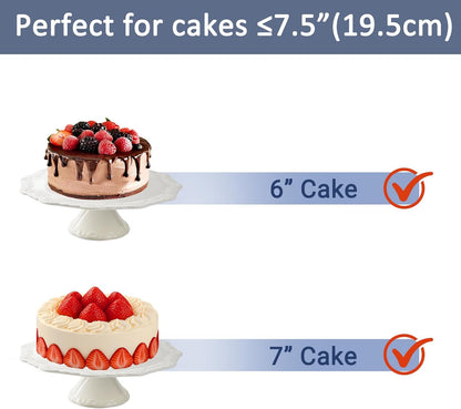 10 Inch White Ceramic Cake Stand (Holds 10 Inch Cake), Decorative Cupcake Stand, Dessert Display Plates for Snacks and Cookies, Baby Shower, Birthday, Wedding Party Decor