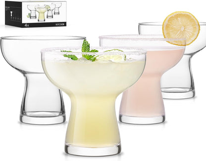 LUNA & MANTHA Martini Glasses, Martini Cocktail Glasses for Margarita, Manhattan, Cosmopolitan, Espresso, Home Bar, Evening Parties, Birthdays, Housewarming Gift,8oz-Stemless Set of 4