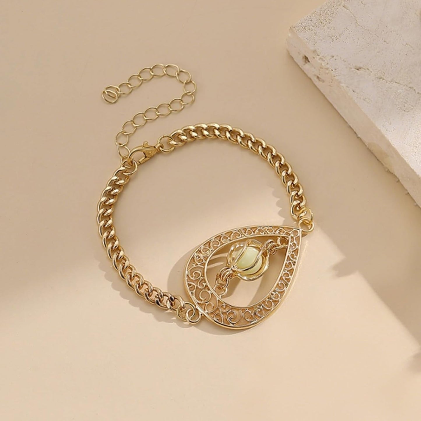 EEQQBZ Glow in The Dark Silver Teardrop shape bracelets,Fantasy Glowing Jewelry bracelets