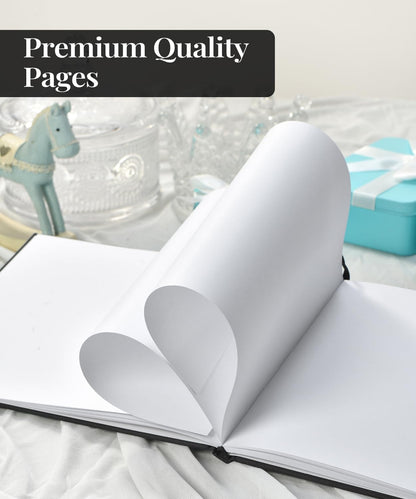 Lankaiva Wedding Guest Book, Guest Book Wedding Reception - Classic Baby Shower Guest Book, 100 Blank Pages for Bridal Shower Birthday Graduation Sign in and Photos, Beige
