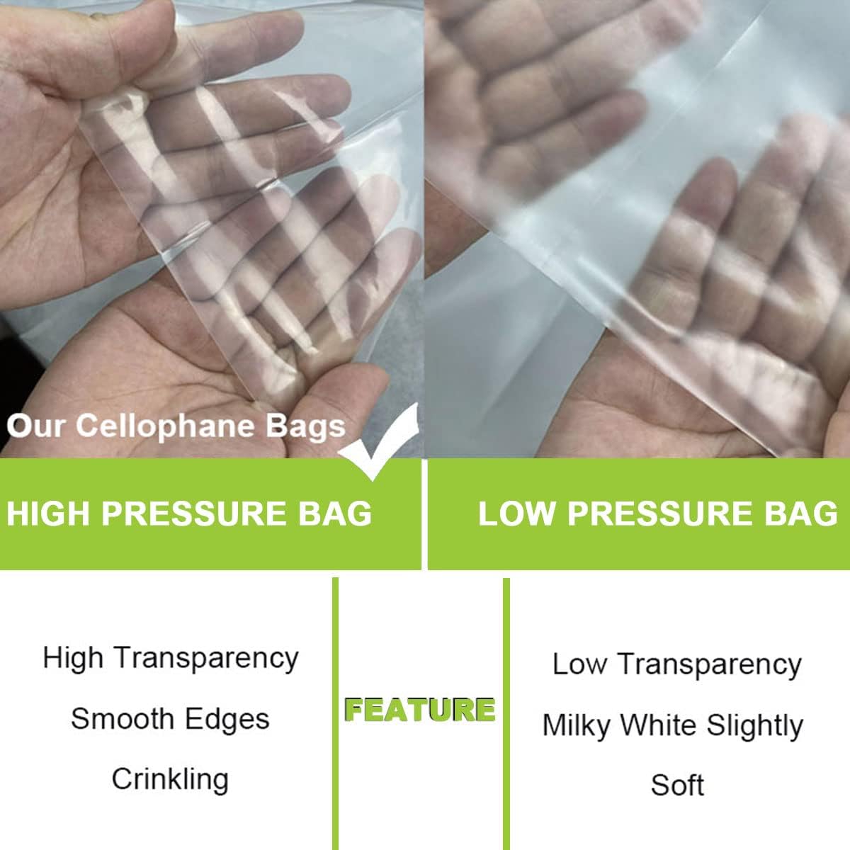 Zcintert Clear Cello Cellophane Treat Bags, 100 Pcs - 7.9" x 11" (2mils), Plastic Gift Bags for Candy, Party Favor, Cookies, Candies Packaging, with 4” Twist Ties