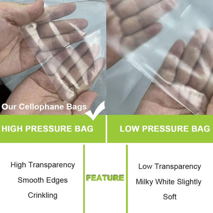 Zcintert Clear Cello Cellophane Treat Bags, 100 Pcs - 7.9" x 11" (2mils), Plastic Gift Bags for Candy, Party Favor, Cookies, Candies Packaging, with 4” Twist Ties