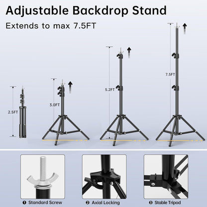 BEIYANG 6.5x6.5 FT Backdrop Stand, Adjustable Photo Background Stand Support kit with Carry Bag for Parties, Decoration, Wedding, Photo Video Studio Shooting
