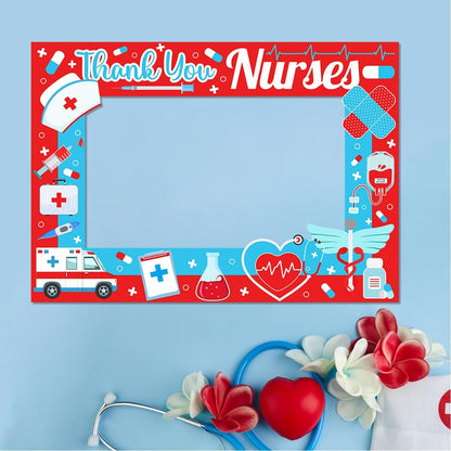 Thank You Nurses Photo Props Frame 2026 Graduation Nurse Week Photo Booth Props Selfie Photobooth Props for Photography Party Decorations Supplies