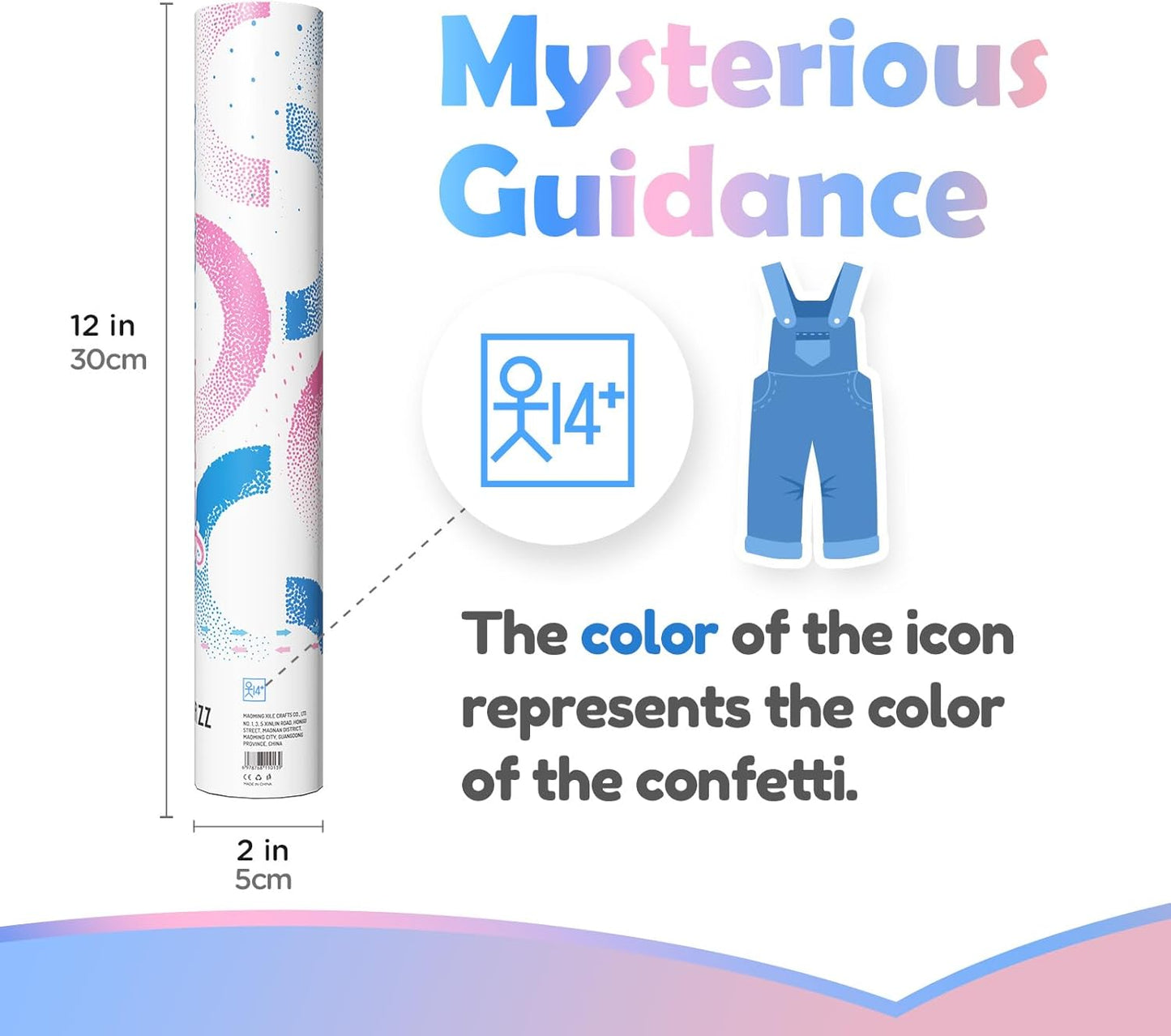 Gender Reveal Confetti Cannon - Biodegradable Confetti Poppers - Pink & Blue, 2 Pack - Party Supplies Pop Gun-Cannon for Boy or Girl Baby Reveal Party Supplies (1Pink +1Blue)