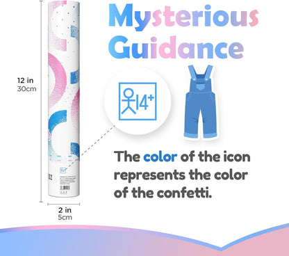 Gender Reveal Confetti Cannon - Biodegradable Confetti Poppers - Pink & Blue, 2 Pack - Party Supplies Pop Gun-Cannon for Boy or Girl Baby Reveal Party Supplies (1Pink +1Blue)