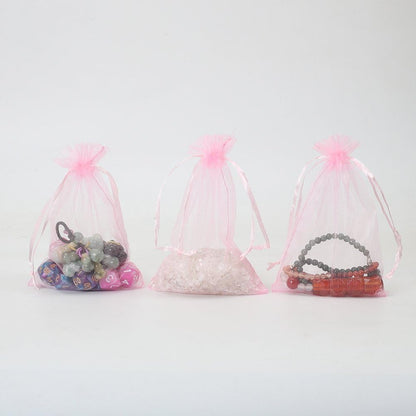 HRX Package 100pcs White Organza Bags, 4x6 inch Mesh Bags Drawstring Gift Bags Jewelry Pouches for Candy Wedding Favors Christmas