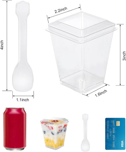 5 oz 60Pcs Plastic Dessert Cups With Lids and Spoons, Yogurt Parfait Appetizer Cups for Party, Mini Dessert Shooters for Pudding and Fruit