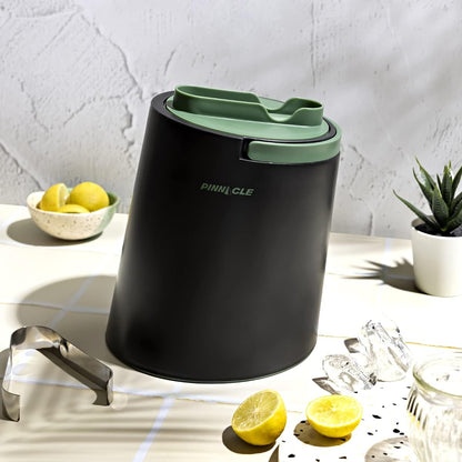 PINNACLE Insulated ice bucket for parties with Tong that fit into Lid - Stainless Steel ice bucket for cocktail bar with Collapsible Handles for indoor/outdoor bar, BPA Free (blue)