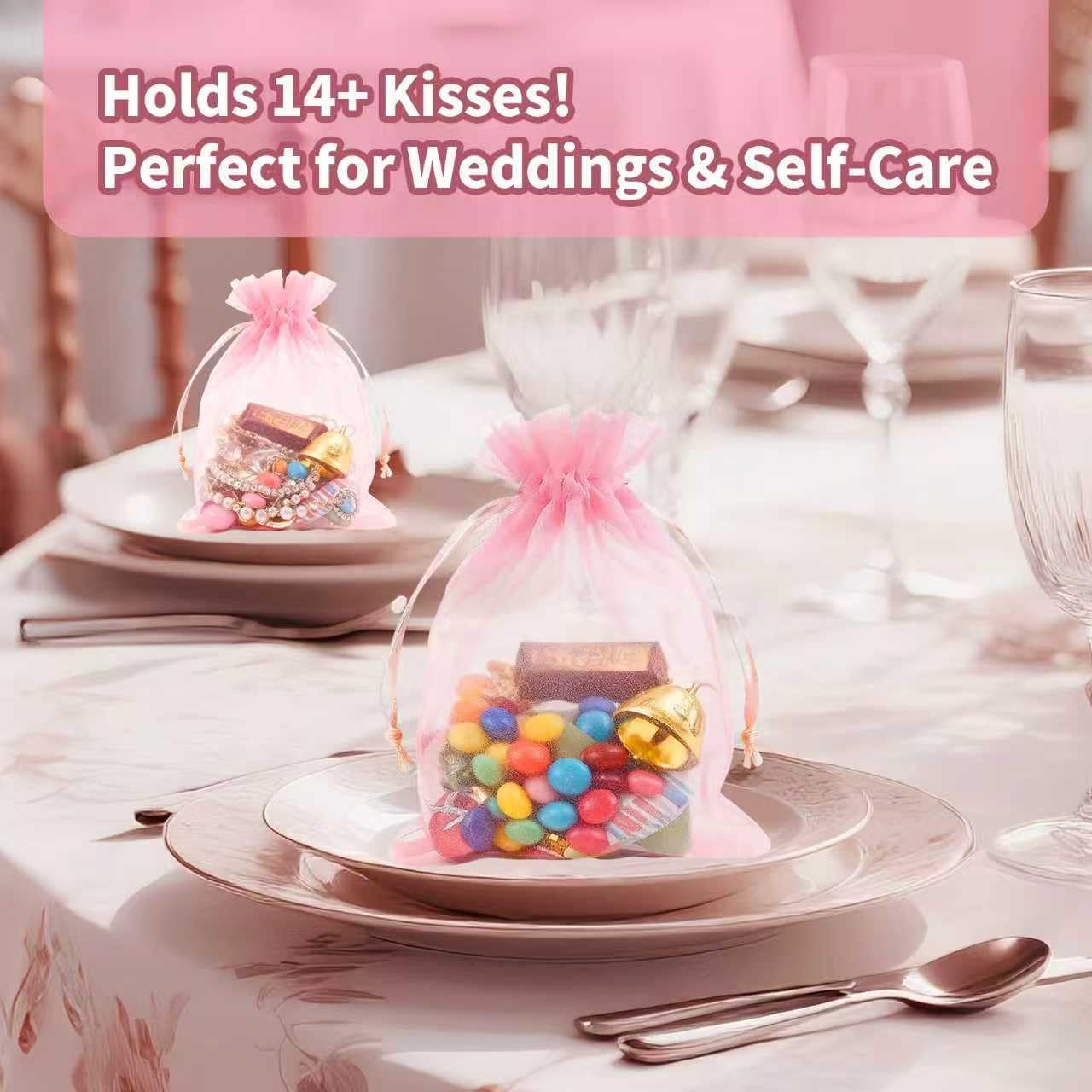 100pcs Organza Bags for Small Gift 4x6 Inch, Premium Mesh Bags Drawstring Candy Jewelry Packaging Sachet Bags, Easter Day Wedding Party Favors Small Gift Bag Durable & Scent-Free for Small Business