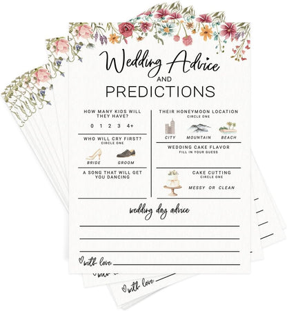 Printed Party Bridal Shower Game Set – 4 Fun Games and Activities for 30 Guests, Includes Bingo, He Said She Said, Bride & Groom Trivia, and Wedding Phrase Guessing Game, Love In Bloom Wildflower Design