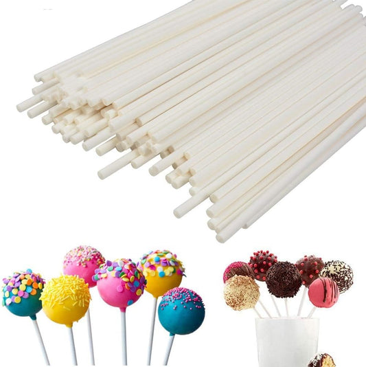 COOLAKE Lollipop Sticks 100 Pack 6 Inch Paper Candy Making Sucker Sticks for Cake Topper, DIY Homemade Fruit Candy, Chocolate