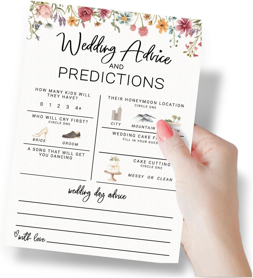 Printed Party Bridal Shower Game Set – 4 Fun Games and Activities for 30 Guests, Includes Bingo, He Said She Said, Bride & Groom Trivia, and Wedding Phrase Guessing Game, Love In Bloom Wildflower Design
