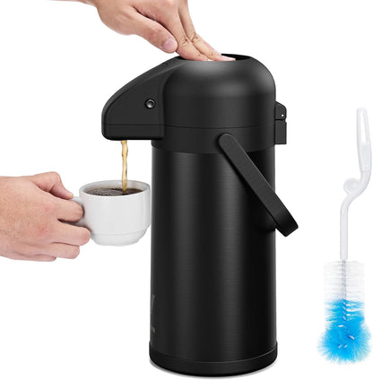 Coffee Carafe for Keeping Hot - 102oz/3L Airpot Coffee Dispenser with Pump - Insulated Stainless Steel Hot Beverage Dispenser for Parties - Thermal Carafe for Hot Drinks Water Tea Chocolate