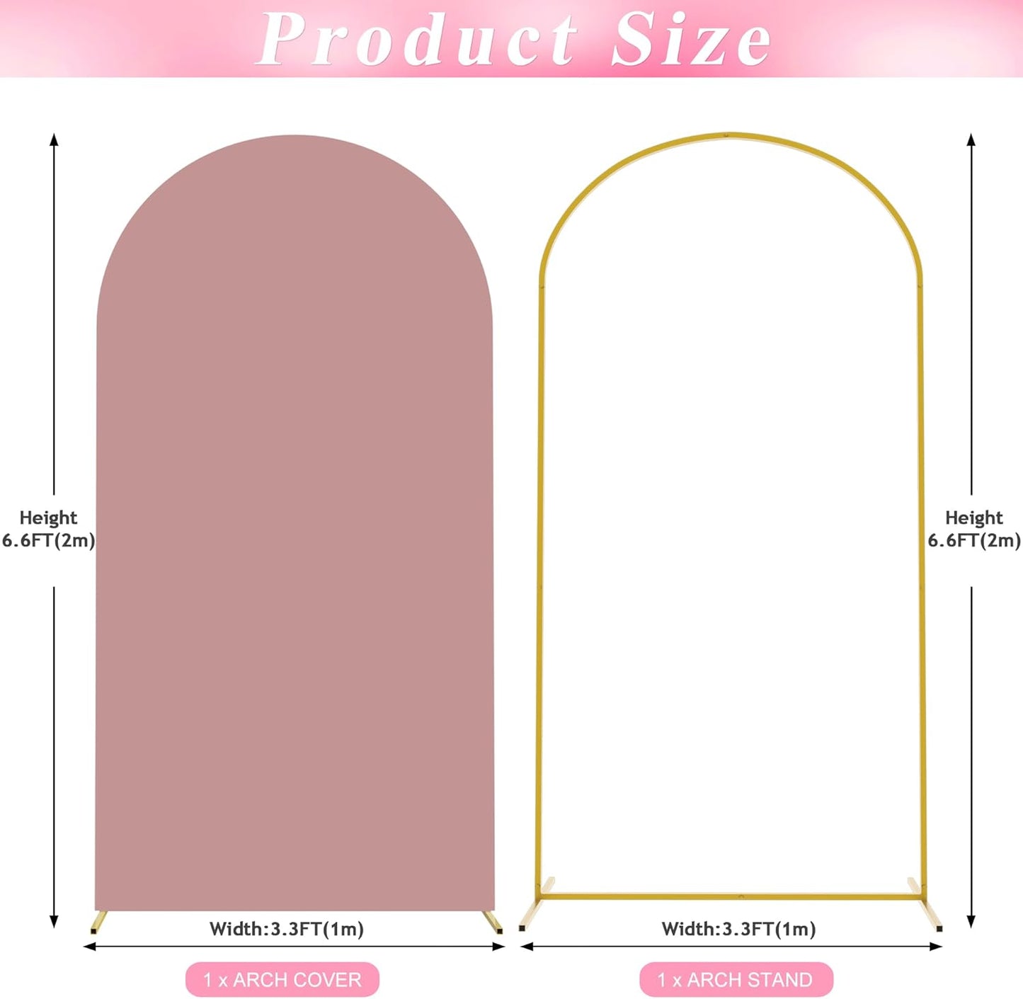 Wokceer 7.2 FT Wedding Arch Backdrop Stand and White Arch Cover, Metal Arch Stand with Arch Stand Cover for Birthday Party Wedding Ceremony Bridal Baby Shower Event Decor