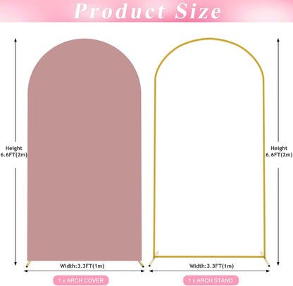 Wokceer 7.2 FT Wedding Arch Backdrop Stand and White Arch Cover, Metal Arch Stand with Arch Stand Cover for Birthday Party Wedding Ceremony Bridal Baby Shower Event Decor