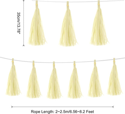 MECCANIXITY 15Pcs Light Blue Tassel Garland Banner with Rope Tissue Paper Tassels Party DIY Kits for Anniversary Wedding Birthday Party