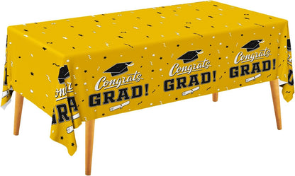 Gatherfun Graduation Party Decorations, Gongrats Grad Tablecover for Graduation Party Supplies, 3 pcs Green Table Cloths, 54"x108"