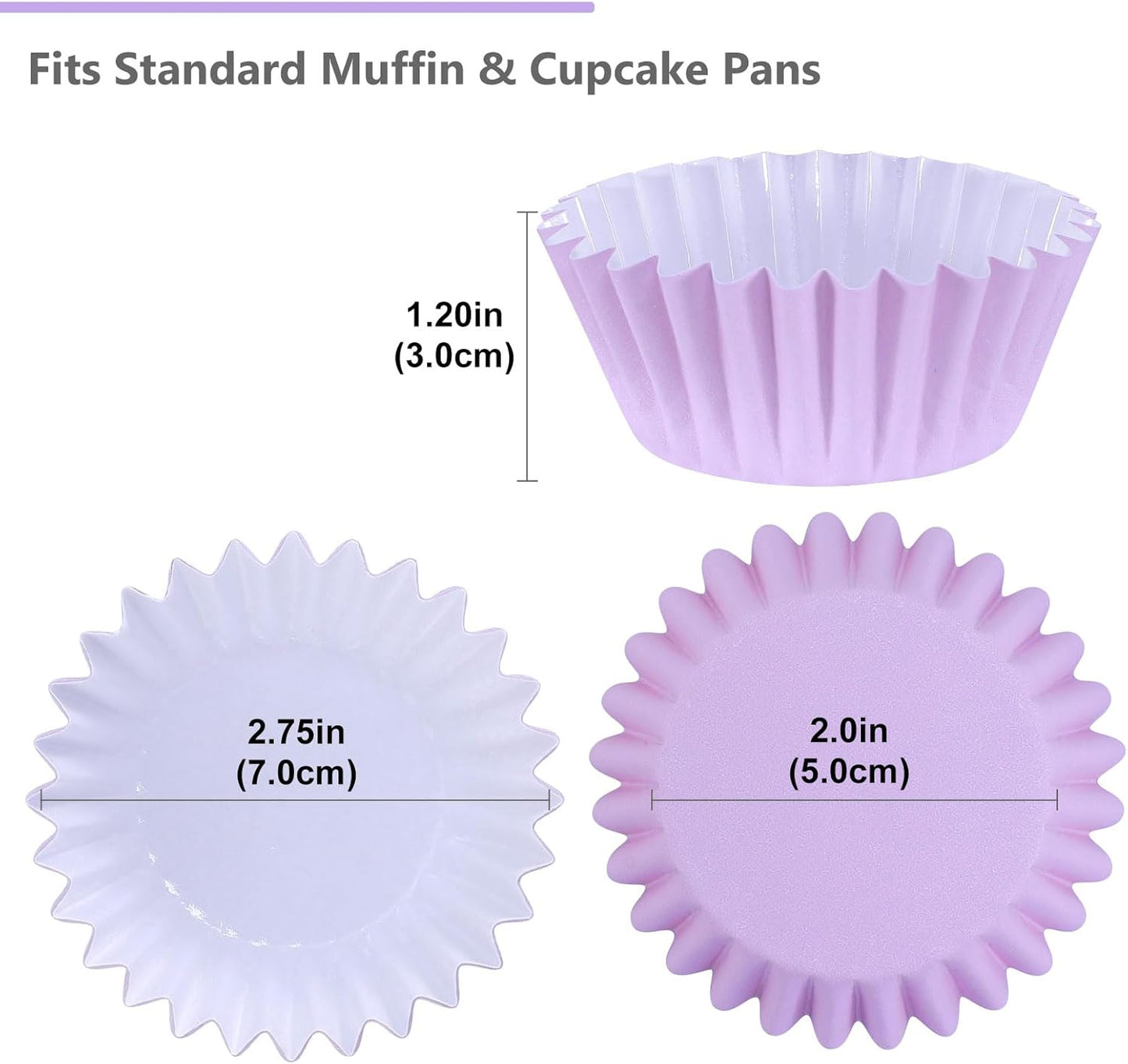 Caperci Heavy Duty Standard White Cupcake Liners 150 Counts - Grease-Resistant Paper Muffin Baking Cups, Odorless, No Muffin Pan Needed, Easily Peels (White)