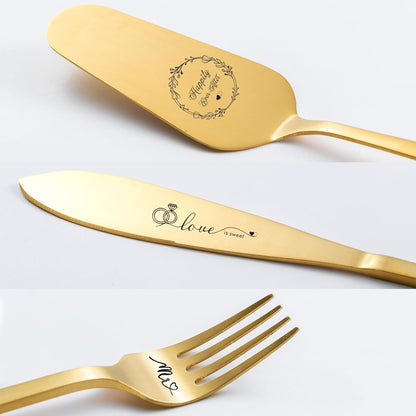 Cake Cutting Set For Wedding, Wedding Cake Knife And Server Set, Mr And Mrs Forks And Cake Cutter Set For Wedding, Bridal Shower Gifts, Engagement Gifts For Couples (Silver)