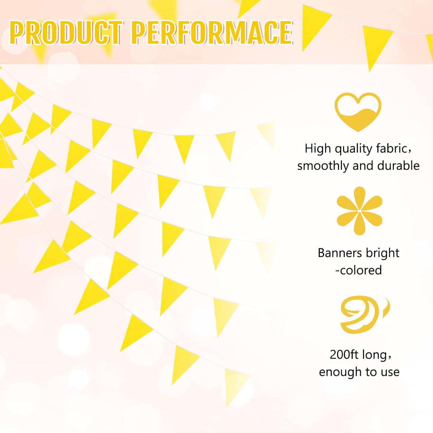 Tatuo 200 Feet Solid Pennant Banners Flags String Triangle Hanging DIY Bunting Flags Party Decorations for Grand Opening Party Banners for Kids Birthday, Shops (White)