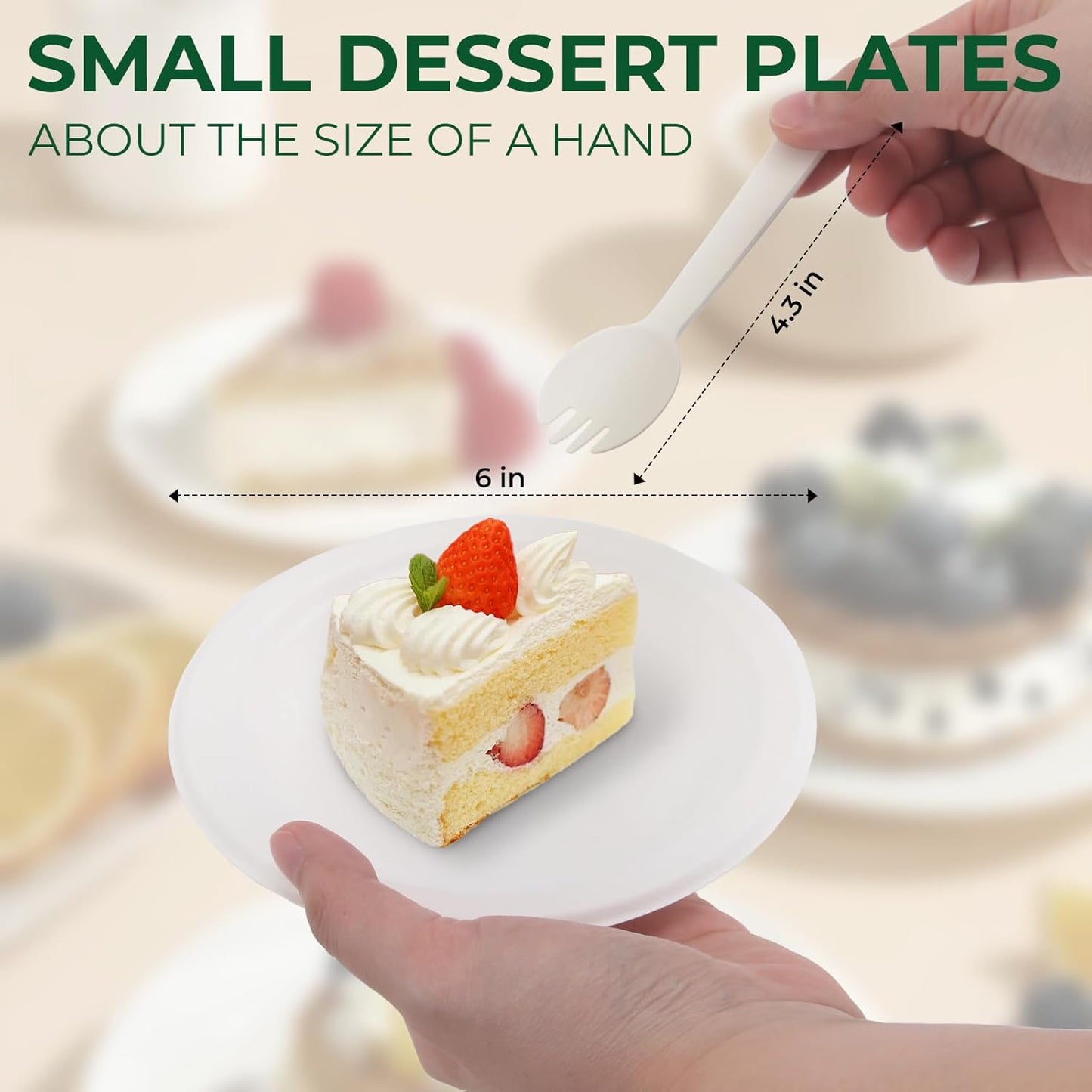 250 Piece Biodegradable Paper Plates Set (EXTRA LONG UTENSILS), Disposable Dinnerware Set, Eco Friendly Compostable Plates & Utensil include Plates, Forks, Knives and Spoons for Party