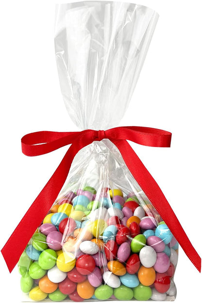 Gusseted Flat Bottom Cellophane Bags with Paper Insert 50Pcs 4x2x8 Inches Smore Bags