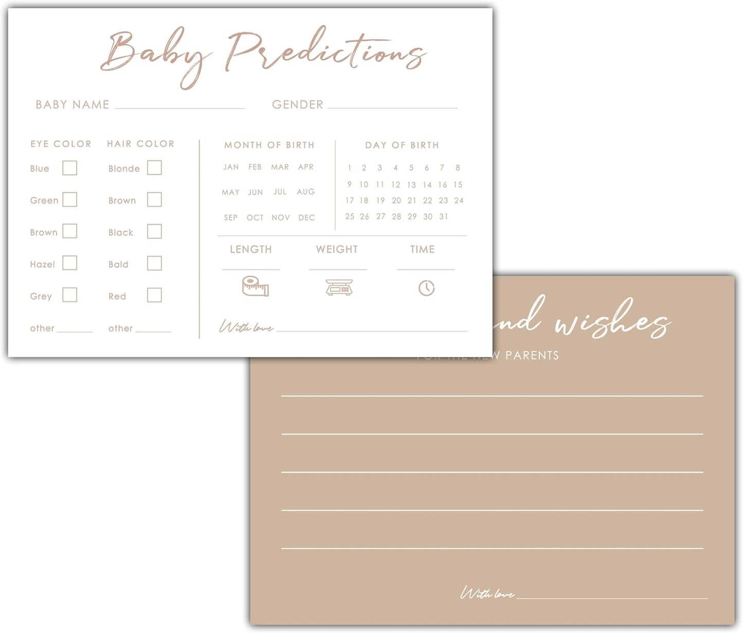 Baby Predictions and Advice Cards, 5" x 7" Pink Baby Shower Predictions Cards, Daily Party Games & Activities Favors for Newparents - G08