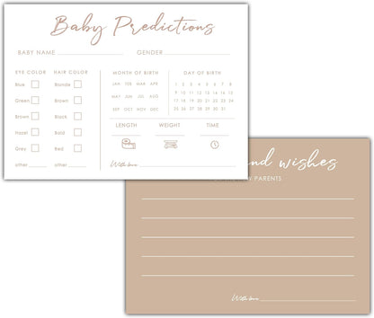 Baby Predictions and Advice Cards, 5" x 7" Pink Baby Shower Predictions Cards, Daily Party Games & Activities Favors for Newparents - G08