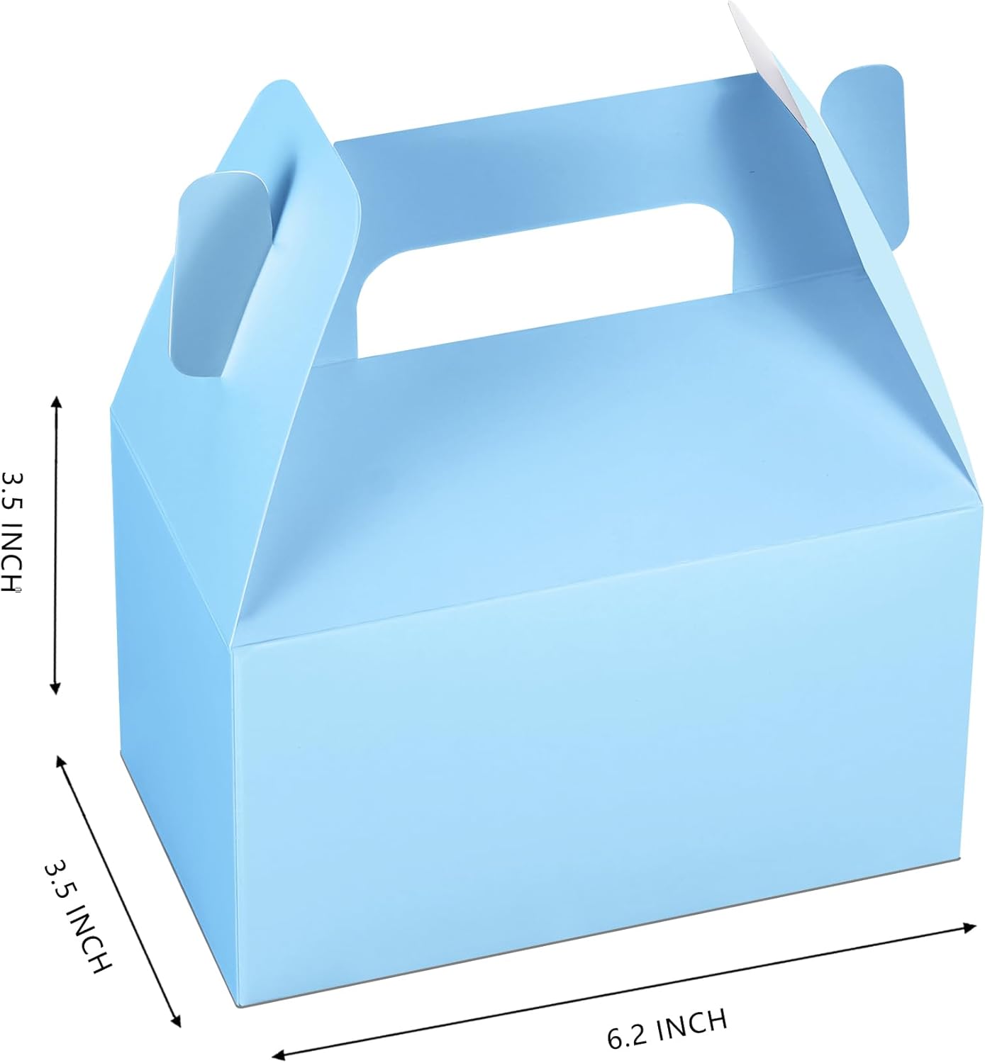 XAGLVV 24 Pack White Paper Gable Boxes,6.2 Inch Candy Boxes with Handle, Snack Party Favor& Gift Cookie bags for kids Birthday,Wedding, Baby Shower, Graduation.