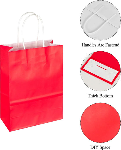 BLEWINDZ 32 Pieces Gift Bags with 32 Tissues, 8 Colors Party Favor Bags with Handles, Rainbow Gift Bag for Wedding, Birthday, Party Supplies and Gifts