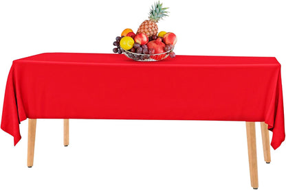 14 Pack Black 54 x 108 in. Rectangle Disposable Plastic Tablecloths - Smooth Decorative Covers for Parties, Weddings