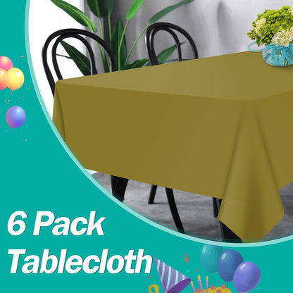 tujol Royal Blue 6 Pack Plastic Table Cloth 54" x 108", Disposable Tablecloths Rectangle Table Cover, Plastic Tablecloths for Parties