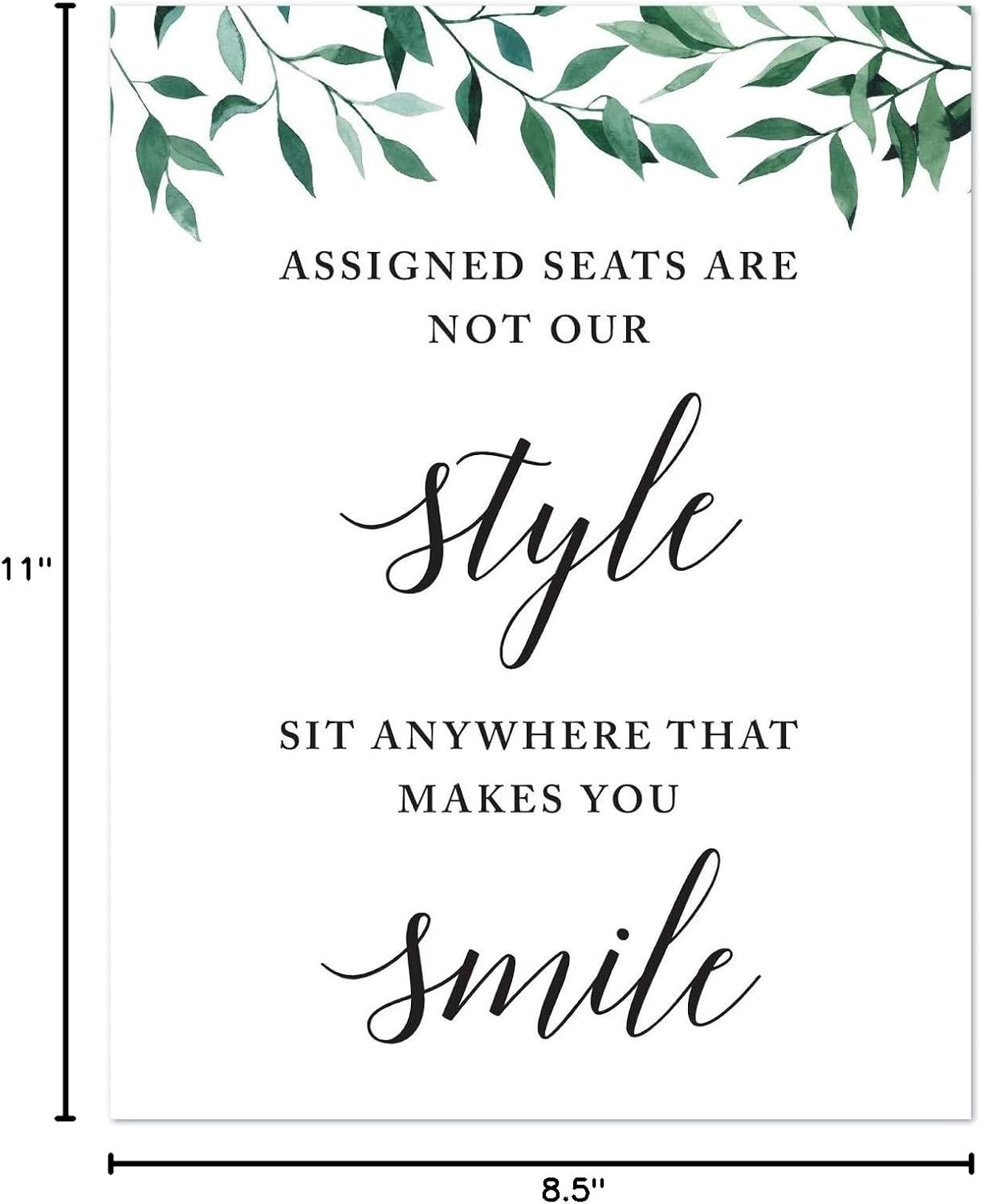 Andaz Press Wedding Party Signs, Natural Greenery Green Leaves, 8.5x11-inch, Bridal Shower Scavenger Hunt, 1-Pack - Colors B