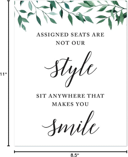 Andaz Press Wedding Party Signs, Natural Greenery Green Leaves, 8.5x11-inch, Bridal Shower Scavenger Hunt, 1-Pack - Colors B