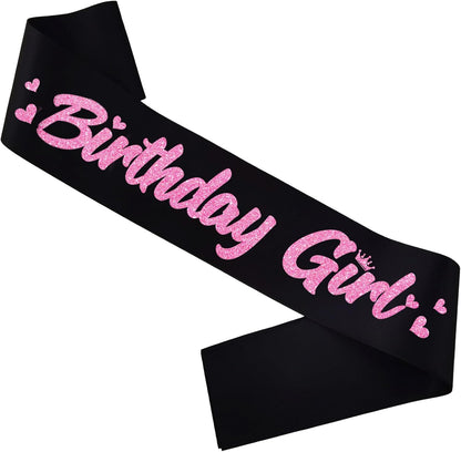 ‘Birthday Girl' Birthday Sash Royal Blue with Glitter Silver Letters Birthday Sash for Women, Sweet 16, 18th 21st B-day Sash