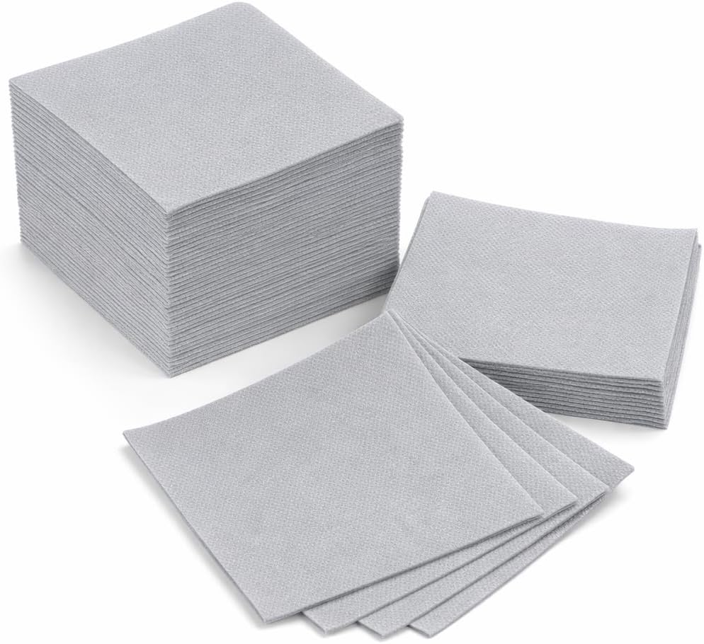 AH AMERICAN HOMESTEAD Cocktail Napkins-Disposable Beverage/Bar Napkins-White Linen-Like Square Napkins-Eco-Friendly & Compostable-Everyday Use, Party or Wedding 4.75inch x 4.75inch (100 Count, White)