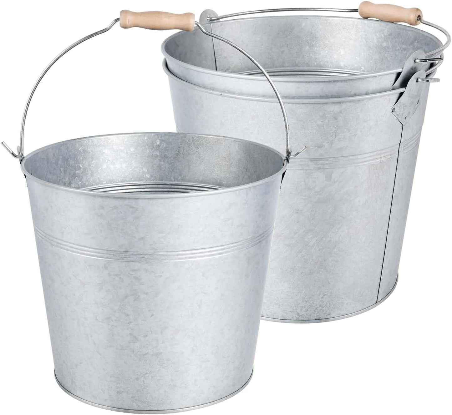OBTANIM 4 Pack 8 Quart Galvanized Metal Buckets Champagne Drink Cooler Storage Ice Pails with Handle for Plants, Succulents, Party Favors Organizing Home Parties Bar Cooling Supplies