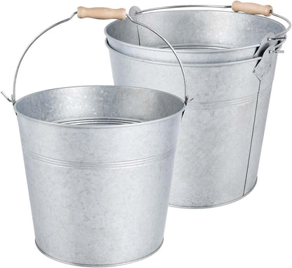 OBTANIM 4 Pack 8 Quart Galvanized Metal Buckets Champagne Drink Cooler Storage Ice Pails with Handle for Plants, Succulents, Party Favors Organizing Home Parties Bar Cooling Supplies