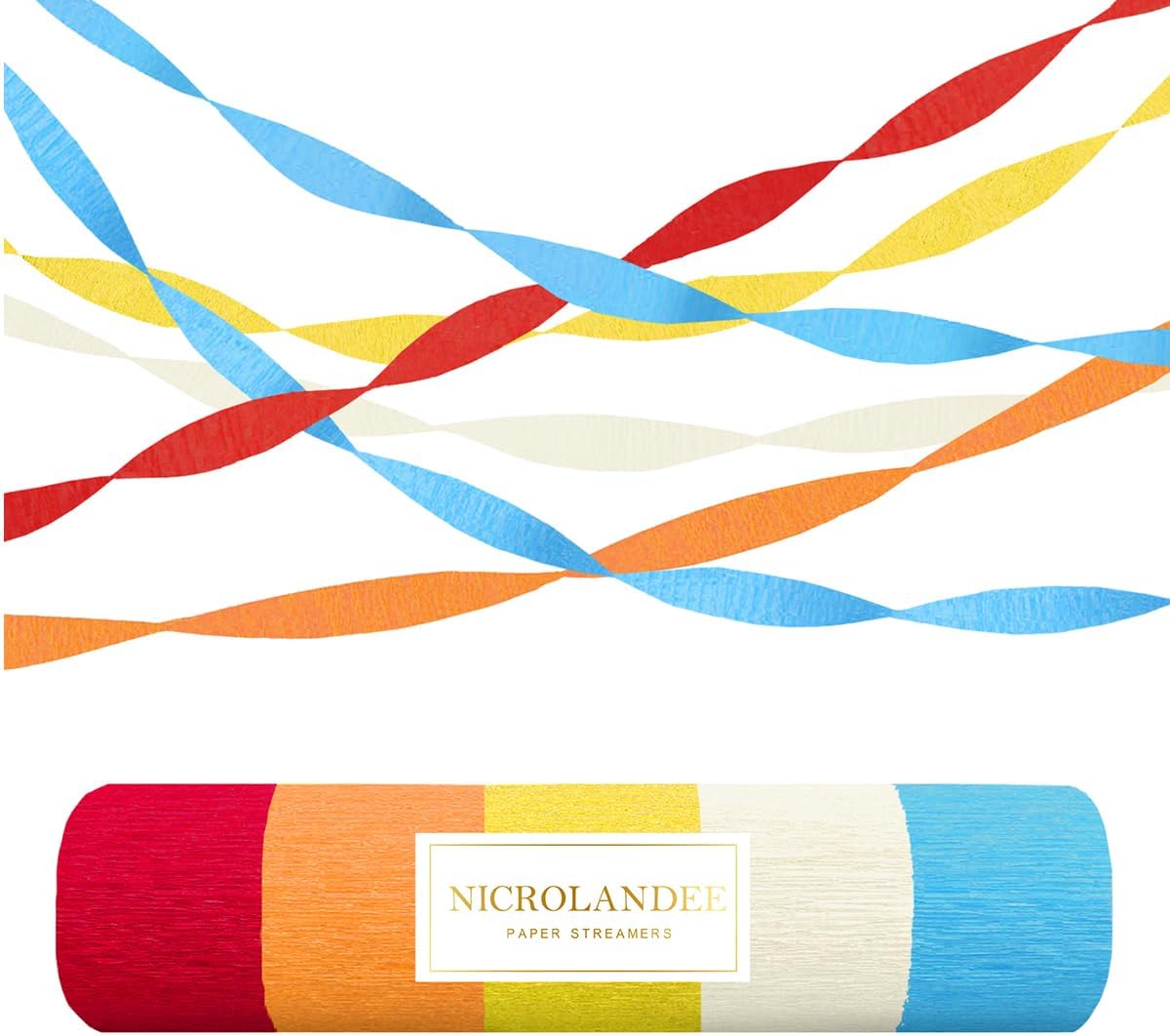 NICROLANDEE 5 Rolls Pastel Crepe Paper Streamers Backdrop Decorations for Easter Decorations, Birthday, Wedding, Garden Party, Bridal Shower, Baby Shower, Spring Home Decor