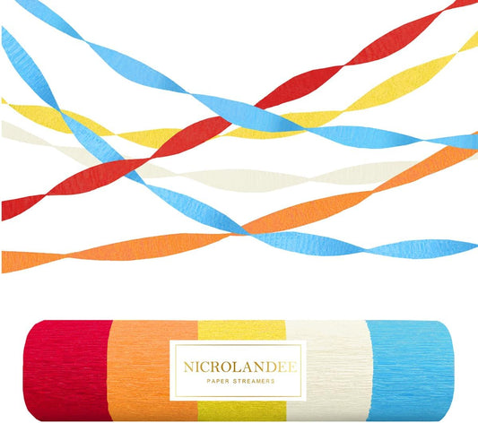 NICROLANDEE 5 Rolls Pastel Crepe Paper Streamers Backdrop Decorations for Easter Decorations, Birthday, Wedding, Garden Party, Bridal Shower, Baby Shower, Spring Home Decor