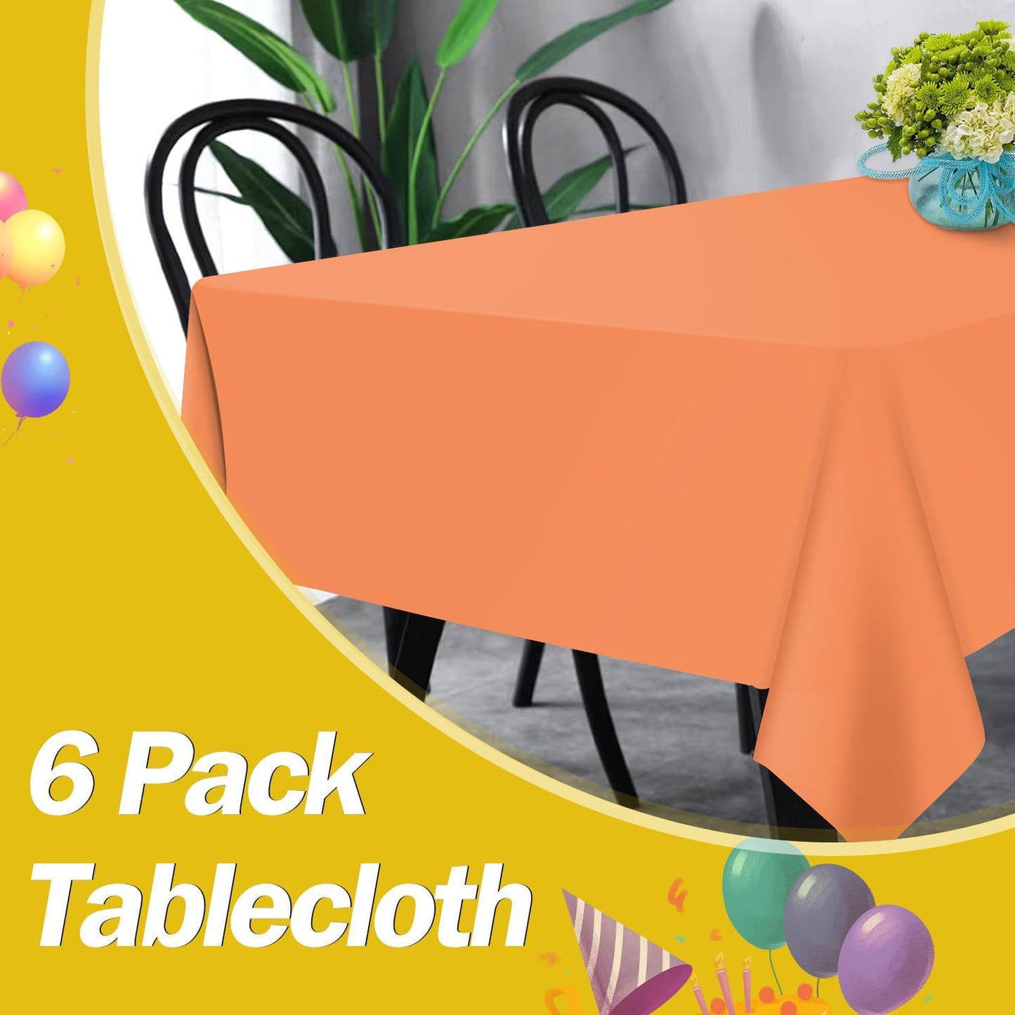 tujol Royal Blue 6 Pack Plastic Table Cloth 54" x 108", Disposable Tablecloths Rectangle Table Cover, Plastic Tablecloths for Parties