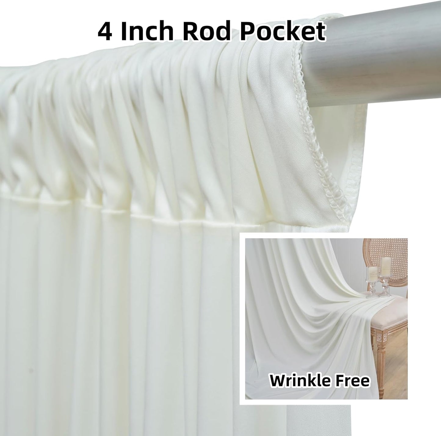 10 ft x 10 ft Wrinkle Free White Backdrop Curtains for Wedding Parties, Polyester Photography Backdrop Drapes for Birthday Parties Stage Backdrop Stand, 2 Panels 5x10FT Background Curtains